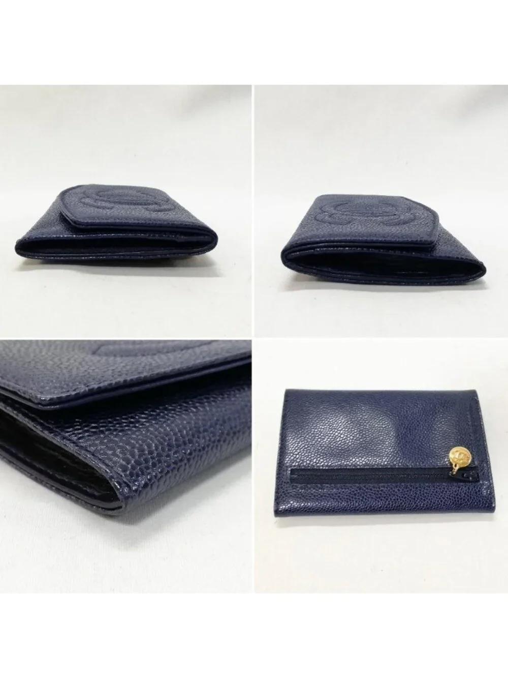 Chanel Caviar Leather Bifold Wallet Blue